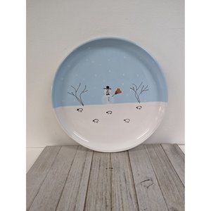 Grottaglie Ceramic Pottery Dinnerware Snowman Serving Platter Vintage 12" Blue